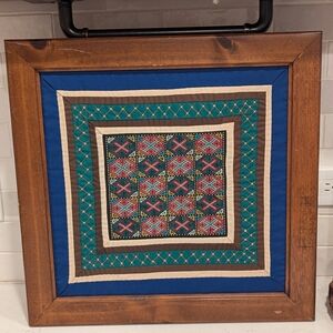 Vintage Hmong needlework framed art
